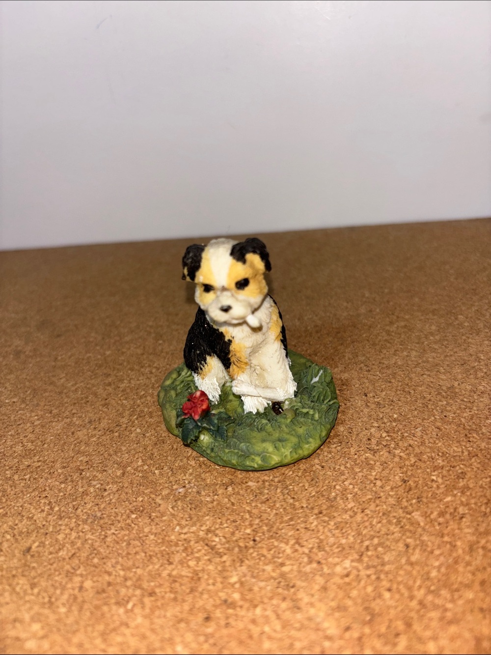 Ceramic Style Small Pet Figurine - Tricolor Dog 2.5”